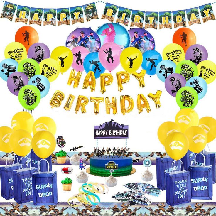 Sur Pinterest Fortnite Themed Balloons Party Supplies Whole Set Birthday Party | Accro-Jeux