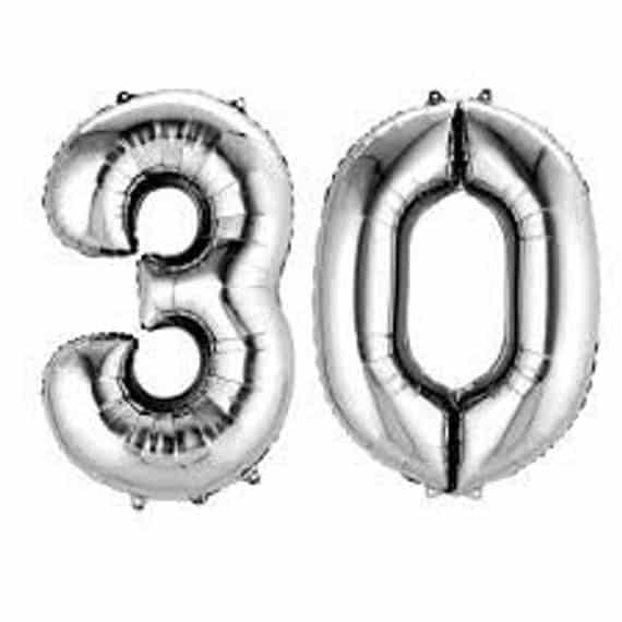 Sur Pinterest 30 Number Balloons | 40" Silver Number Balloons | Metallic Letter | Accro-Jeux