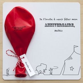 Sur Pinterest Invitation sur le thème du cirque avec un ballon à gonfler pour | Accro-Jeux