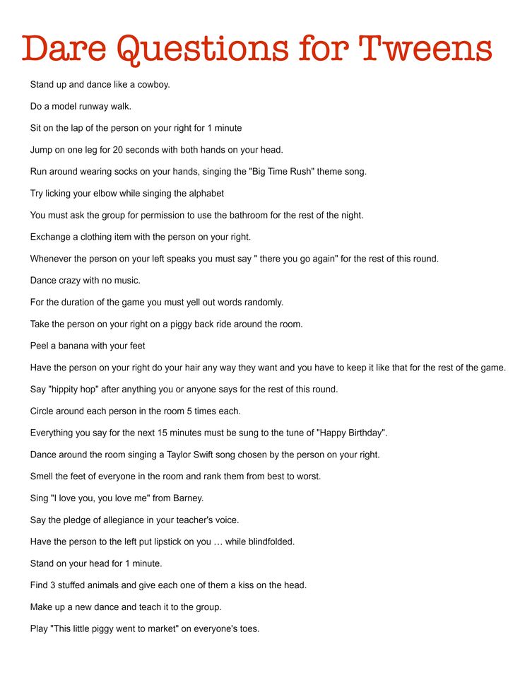 Sur Pinterest Dare_Questions_for_Tweens-Pg1.jpg 2,550×3,300 pixels | Accro-Jeux