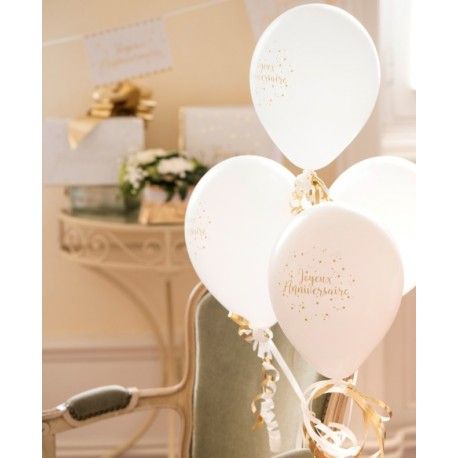 Sur Pinterest Ballons Joyeux anniversaire blancs et or 23 cm les 8 | Accro-Jeux