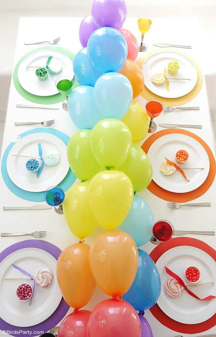 Sur Pinterest Rainbow Tablescape & DIY Balloon Garland | Accro-Jeux