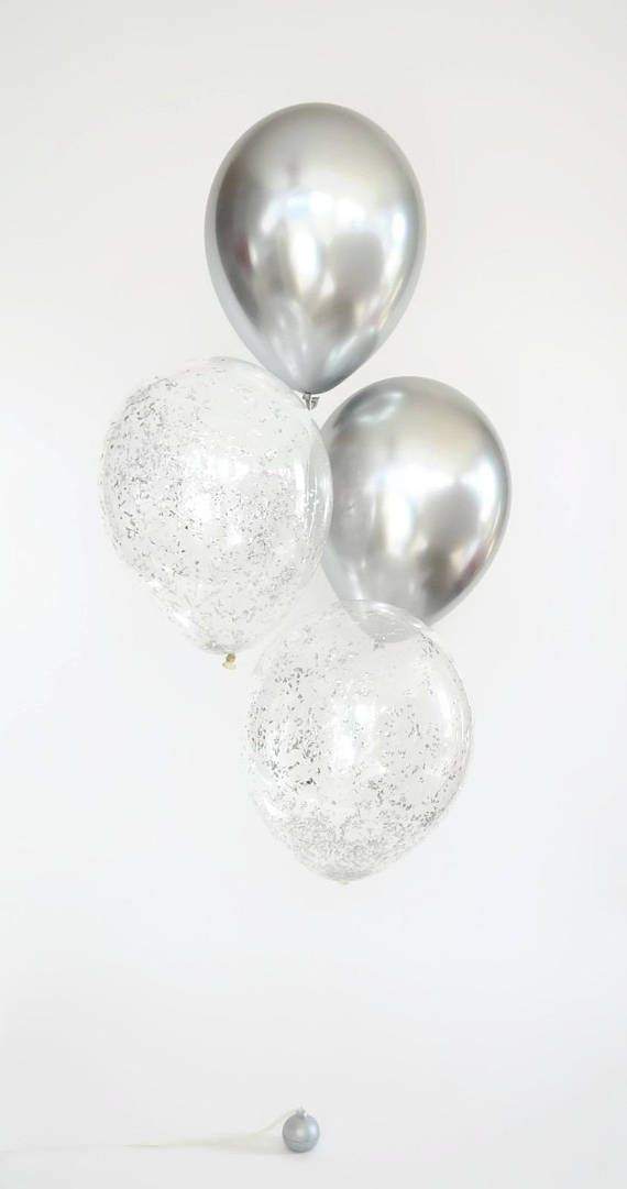 Sur Pinterest Silver Metallic Balloons with Silver glitter confetti balloons | Accro-Jeux