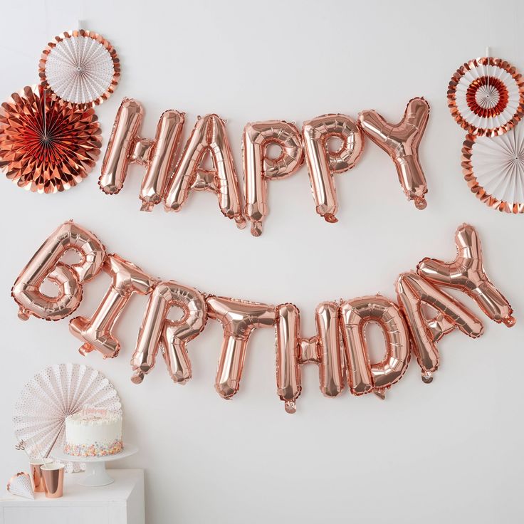 Sur Pinterest "Happy Birthday" Party Balloons Rose Gold - Ginger Ray | Accro-Jeux