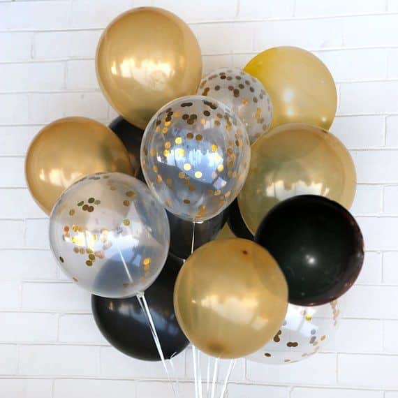 Sur Pinterest Black Gold Balloon, Gold Confetti Balloon Bouquet, Gold and Black | Accro-Jeux