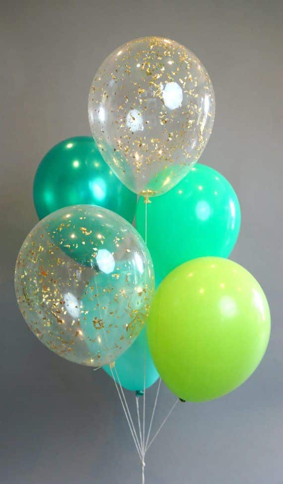 Sur Pinterest Greens and Gold Balloon Bouquet | Gold Confetti Balloons | Set of 6 | Accro-Jeux