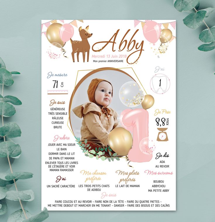 Sur Pinterest Affiche anniversaire fille - Poster anniversaire bébé - affiche | Accro-Jeux