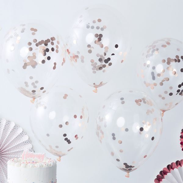 Sur Pinterest Ginger Ray Rose Gold Confetti Balloons 5ct | Accro-Jeux