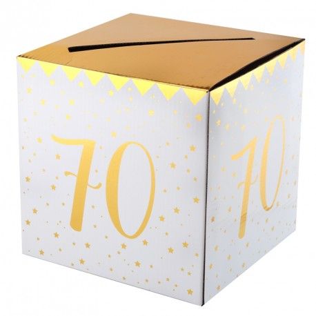 Sur Pinterest Tirelire Anniversaire 70 ans blanc et or décorative | Accro-Jeux