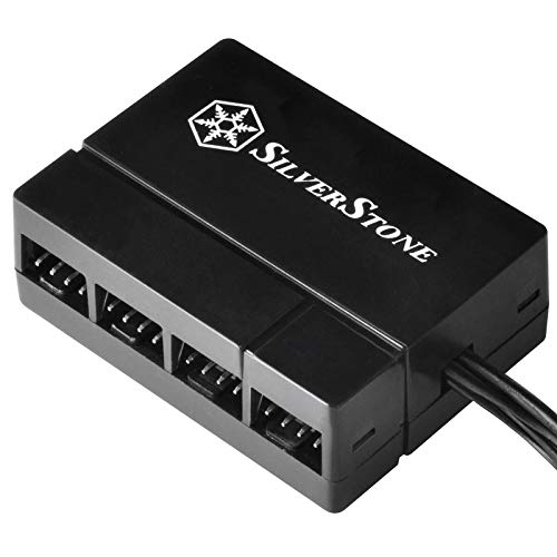 SilverStone Technology Hub / Répartiteur PWM Silverstone à 8 ports PWM pour ventilateurs à 4 et 3 broches, noir SST-CPF04-USA (Nouvelle version)