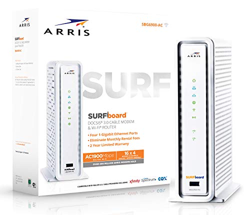 Modem câble / routeur AC1900 Wi-Fi Docsis 3.0 16x4 ARRIS SURFboard - Emballage de vente au détail - Blanc