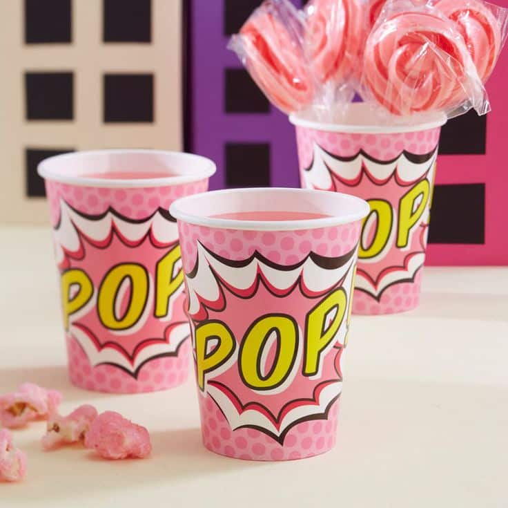 Sur Pinterest 8 Gobelets "POP" anniversaire super héros fille | Accro-Jeux