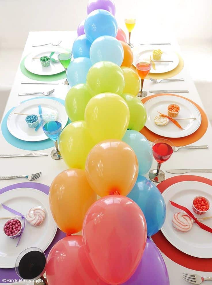 Sur Pinterest Rainbow Tablescape & DIY Balloon Garland | Accro-Jeux