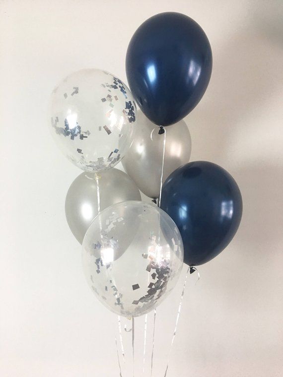 Sur Pinterest Bleu marine et argent confettis Latex ballons bleu marine et argent | Accro-Jeux