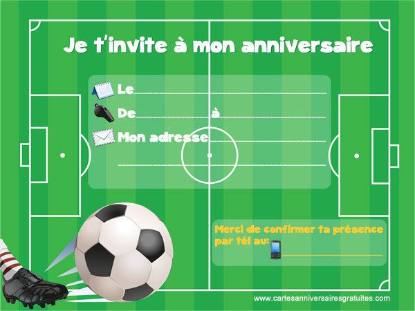 Sur Pinterest Invitation anniversaire sur le thème du football, est la nouvelle | Accro-Jeux