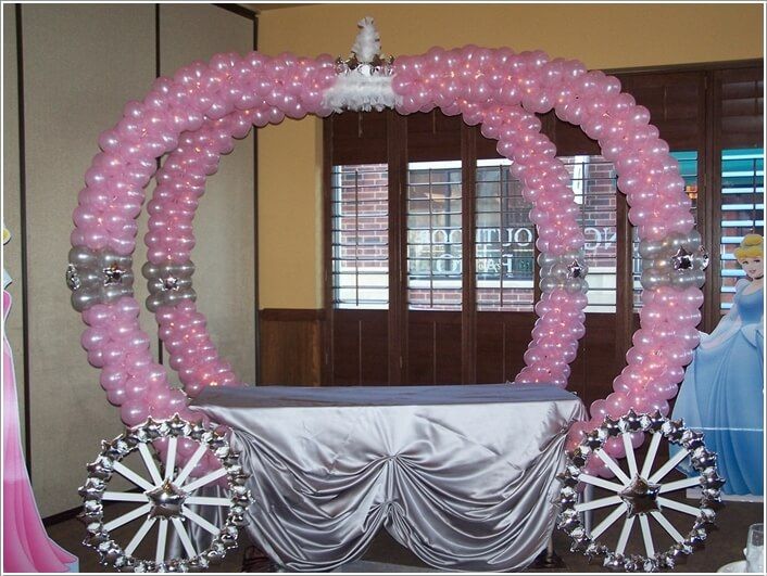 Sur Pinterest Balloon carriage with pink or silver table cloth for dessert table | Accro-Jeux