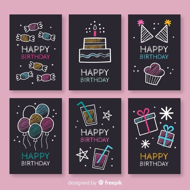 Sur Pinterest Blackboard birthday card collection Free Vector | Accro-Jeux