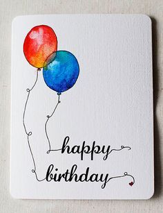 Sur Pinterest Watercolor Balloons- Birthday Card | Accro-Jeux