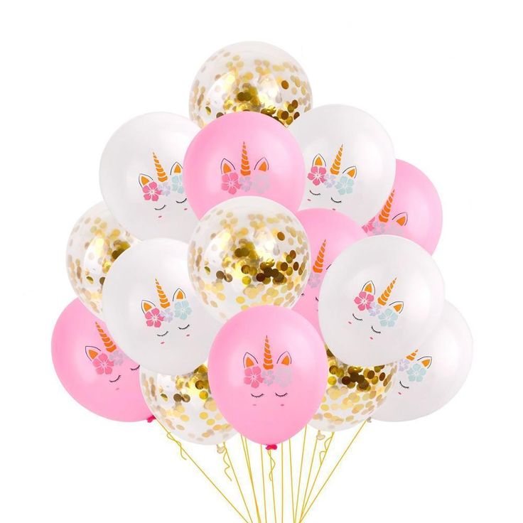 Sur Pinterest 15 ballons gonflables licorne confettis anniversaire rose blanc or | Accro-Jeux