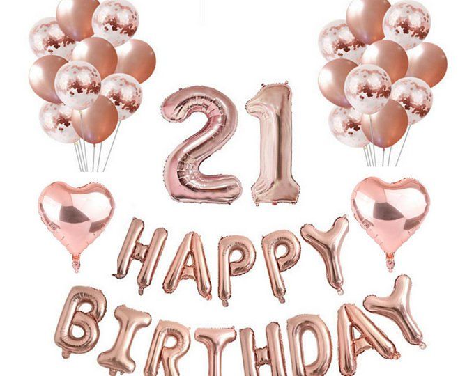 Sur Pinterest Rose Gold Happy Birthday decoration set | 21st Birthday Party Ideas | Accro-Jeux