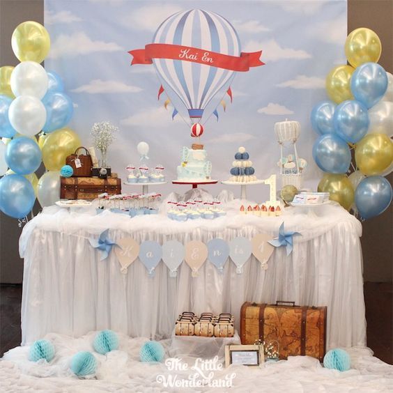 Sur Pinterest Red and Blue Hot Air Balloon Vintage Birthday Party | Accro-Jeux