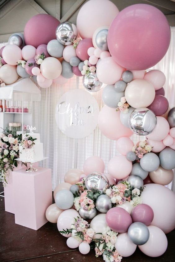 Sur Pinterest DIY Balloon Garland Kit // Pink Metallic Silver Gray Balloon Arches // | Accro-Jeux