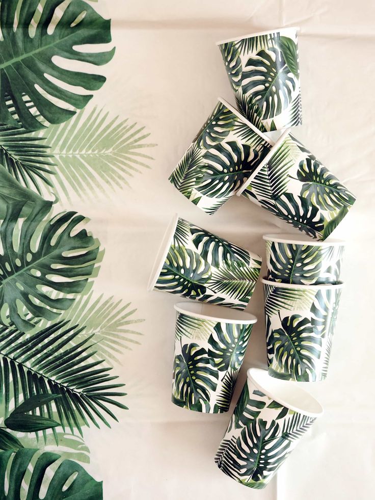 Sur Pinterest 8 gobelets feuilles tropicales | Accro-Jeux