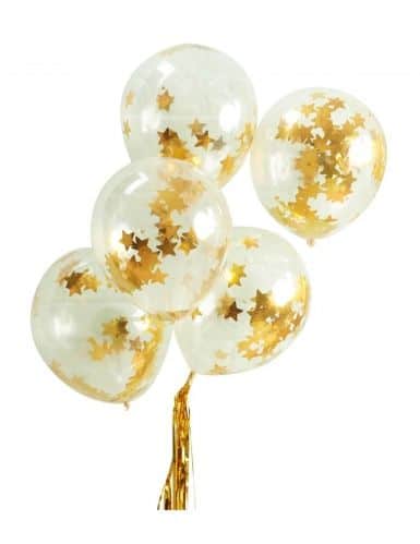 Sur Pinterest 5 Ballons en latex avec étoiles dorées | Accro-Jeux