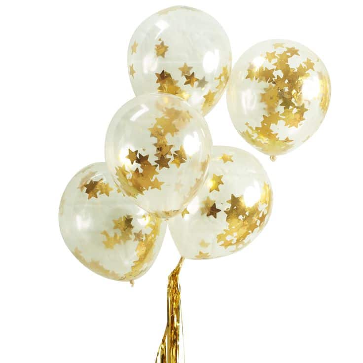 Sur Pinterest Pack Of Five Gold Star Confetti Clear Party Balloons | Accro-Jeux